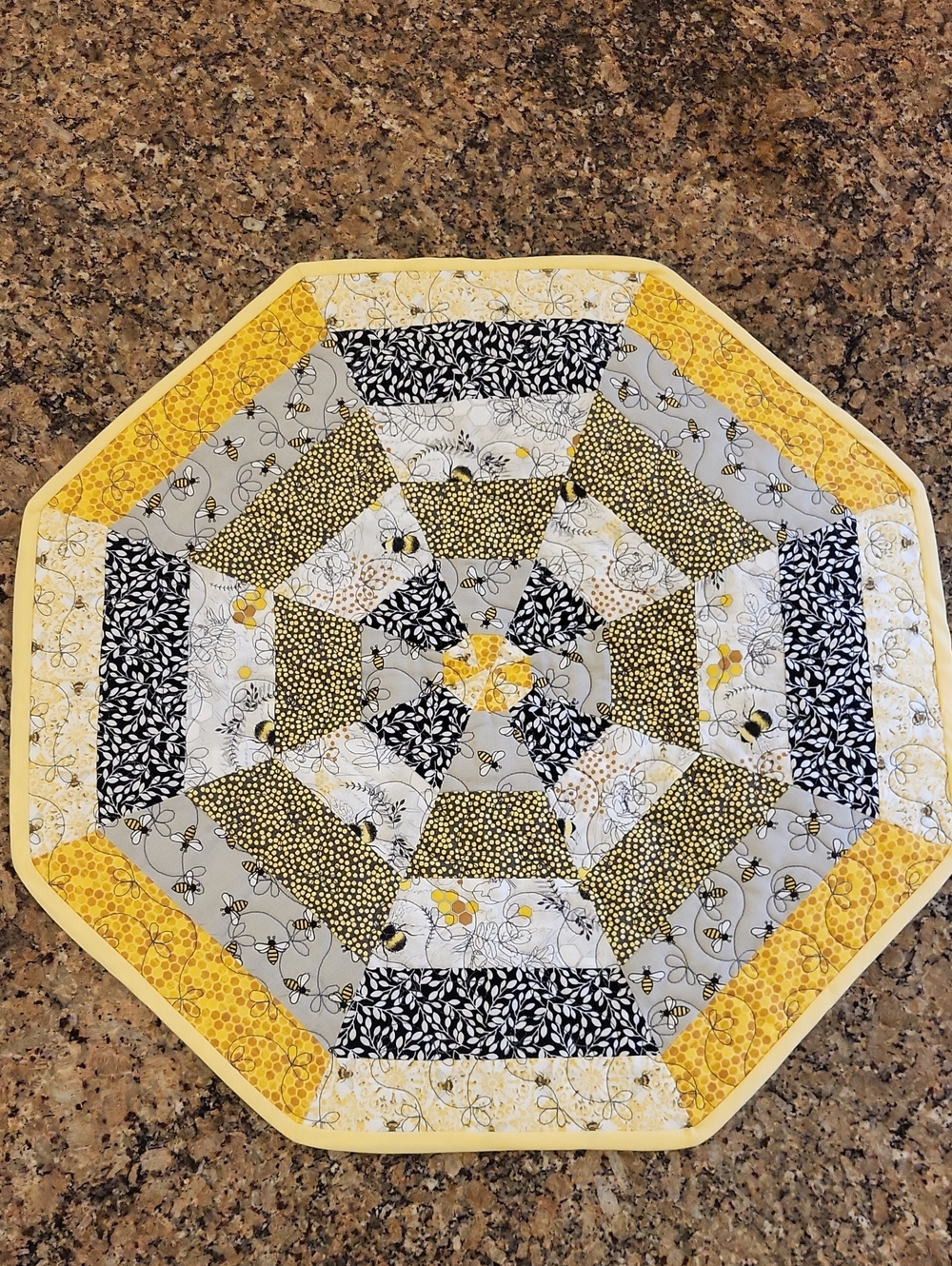Handmade Yellow Bee Octagonal Table Topper